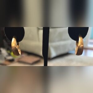 Trifari Brushed Gold Graduated Hoop Lever Back Earrings. Excellent Condition.